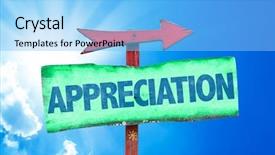  Presentation with art - Beautiful PPT layouts featuring appreciation sign with sky background backdrop and a light blue colored foreground