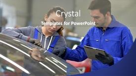 Presentation with digital industry - Cool new presentation theme with apprentice-in-car-industry-using backdrop and a gray colored foreground