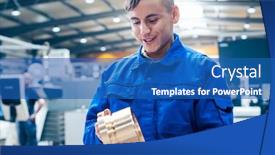  Presentation with apprentice - Cool new presentation theme with apprentice-in-metalworking-looking backdrop and a teal colored foreground