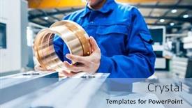  Presentation with apprentice - Presentation theme consisting of apprentice-in-metalworking-looking background and a light blue colored foreground