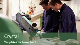  Presentation with apprentice - Colorful PPT layouts enhanced with apprentice to use grinding machine backdrop and a ocean colored foreground