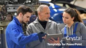  Presentation with apprentice - Slides with apprentice-with-instructor-using-tablet background and a ocean colored foreground