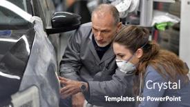  Presentation with apprentice - Theme consisting of apprentice-with-instructor-working background and a dark gray colored foreground