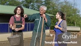  Presentation with apprentice - Presentation theme featuring apprentice-with-senior-farmer background and a violet colored foreground