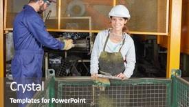  Presentation with foundry - Colorful theme enhanced with apprentice worker in metallurgy backdrop and a dark gray colored foreground
