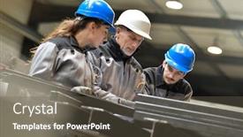  Presentation with apprentice - Slides enhanced with apprentice-working-in-steelworks-plant background and a dark gray colored foreground