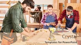  Presentation with woodworking - Beautiful presentation theme featuring apprentices-in-the-tradesman-training backdrop and a lemonade colored foreground