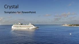  Presentation with cruise ship - Presentation theme enhanced with approaching cruise ship background and a teal colored foreground