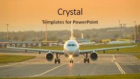  Presentation with airport runway - Colorful presentation theme enhanced with approaching from taxiway to runway backdrop and a yellow colored foreground