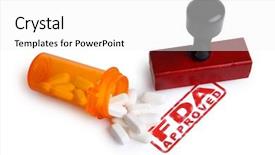  Presentation with fda - Slides with approval - bottle of pills background and a white colored foreground