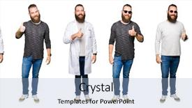  Presentation with collage of retro camera - Slide deck featuring approval - collage of young man background and a  colored foreground