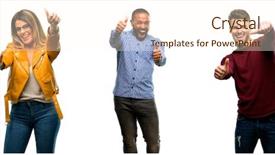  Presentation with man woman - Cool new theme with approval - group of cool people woman backdrop and a cream colored foreground