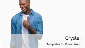  Presentation with african american christianity - Slide deck featuring approval - young african american man background and a white colored foreground