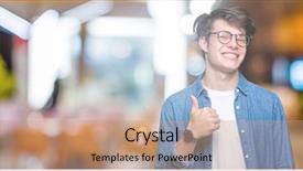  Presentation with elegant man in glasses optics - PPT theme enhanced with approve - young handsome man wearing glasses background and a  colored foreground