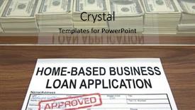  Presentation with business loan - Beautiful presentation design featuring approved small business loan application backdrop and a light gray colored foreground