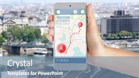  Presentation with travel app - Beautiful slides featuring find destination - travel apps concept woman using backdrop and a seafoam green colored foreground