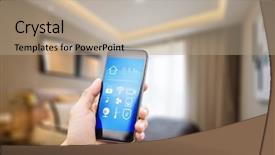  Presentation with bedroom modern - PPT theme enhanced with apps on smart home background and a coral colored foreground