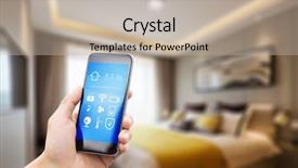  Presentation with smart home - Cool new slide deck with apps on smart home backdrop and a mint green colored foreground