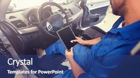  Presentation with mechanic car service repair maintenance - Cool new PPT theme with apps services - car service repair technology maintenance backdrop and a ocean colored foreground