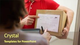  Presentation with techniques of improving health service delivery - Theme consisting of apps services - home delivery service mail people background and a tawny brown colored foreground