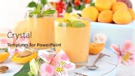  Presentation with apricot - Presentation consisting of apricot dessert in glasses on table close-up background and a yellow colored foreground