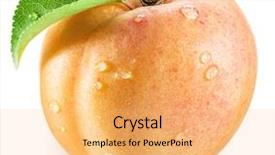  Presentation with fruit water - Slide set having apricot fruit with apricot leaf background and a yellow colored foreground