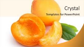  Presentation with apricot - Audience pleasing PPT layouts consisting of apricot fruit with leaf isolated backdrop and a yellow colored foreground