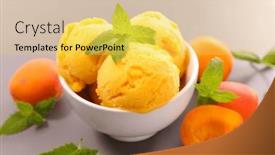  Presentation with apricot - Slide set having apricot-ice-cream-scoop background and a yellow colored foreground