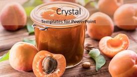  Presentation with apricot - Audience pleasing PPT theme consisting of apricot jam and ripe apricots backdrop and a coral colored foreground