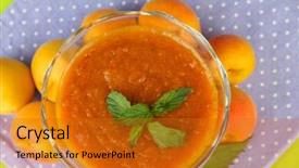  Presentation with apricot - Slide set having apricot jam in glass bowl and fresh apricots on wooden background background and a gold colored foreground