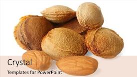  Presentation with apricot - Presentation design enhanced with apricot kernels on white background background and a gold colored foreground