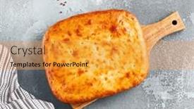  Presentation with sweet pastry - Presentation having apricot-pie-on-wooden-board background and a gold colored foreground