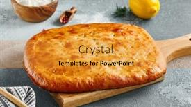  Presentation with sweet pastry - Slides enhanced with apricot-pie-on-wooden-board background and a gold colored foreground