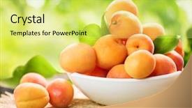  Presentation with apricot - Slide deck having apricot ripe organic apricots background and a yellow colored foreground