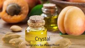  Presentation with apricot - Presentation design consisting of apricots - apricot kernel oil and apricot background and a gold colored foreground