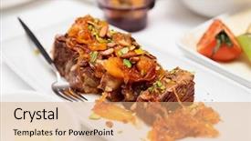  Presentation with ribs - Presentation theme consisting of fine dining - beef ribs with apricots background and a coral colored foreground