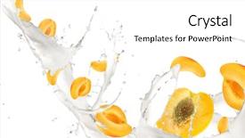  Presentation with milk splash - Presentation design featuring apricots in milk splash isolated background and a  colored foreground