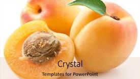  Presentation with food white - Theme having apricots with apricot leaf isolated background and a gold colored foreground