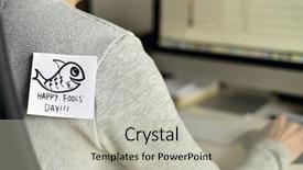  Presentation with food safety fish - Audience pleasing slide set consisting of april - closeup of a young caucasian backdrop and a light gray colored foreground