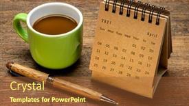  Presentation with wood rustic - Beautiful PPT theme featuring april-2021-spiral-desktop-calendar backdrop and a tawny brown colored foreground