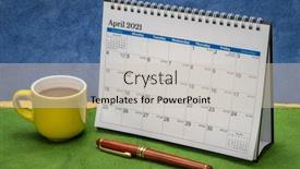  Presentation with abstract business - PPT theme enhanced with april-2021-spiral-desktop-calendar background and a soft green colored foreground