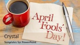  Presentation with coffee cup - PPT layouts featuring april fools' day handwriting background and a lemonade colored foreground