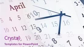  Presentation with clock face - Amazing slide deck having april meeting - clock face and calendar composite backdrop and a sky blue colored foreground
