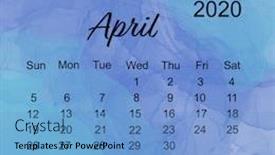  Presentation with water color - Colorful PPT theme enhanced with april-simple-calendar-layout backdrop and a light blue colored foreground