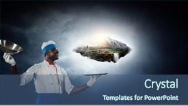  Presentation with black man - Presentation theme featuring apron and cooking in action background and a ocean colored foreground
