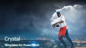  Presentation with black man - Presentation theme having apron and cooking in action background and a ocean colored foreground