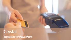  Presentation with electronic card - PPT theme having apron giving back credit card background and a coral colored foreground