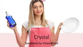  Presentation with liquid detergent - Presentation theme with apron holding a detergent background and a coral colored foreground