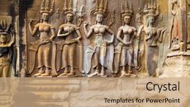  Presentation with cambodia - Theme having apsaras - ancient bas relief background and a coral colored foreground