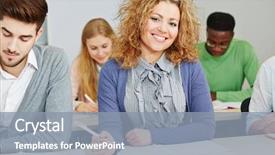  Presentation with aptitude - Colorful slide deck enhanced with aptitude - smiling student in study course backdrop and a mint green colored foreground